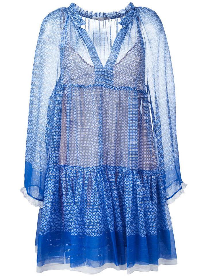 Stella Mccartney Circle Star Mini Dress, Women's, Size: 38, Blue, Silk/polyester