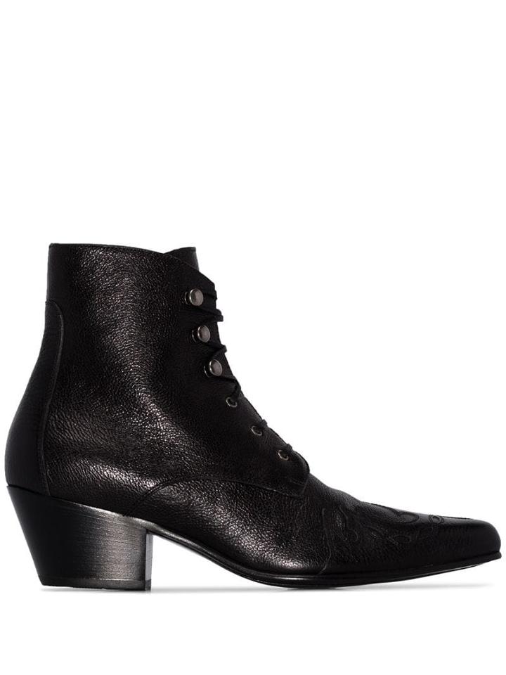 Saint Laurent Rebecca Lace-up Ankle Boot - Black