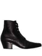 Saint Laurent Rebecca Lace-up Ankle Boot - Black