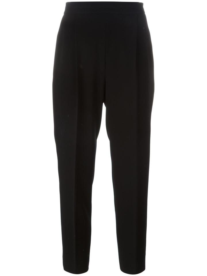 Max Mara - Pleated Detail Cropped Trousers - Women - Polyester/triacetate - 42, Black, Polyester/triacetate