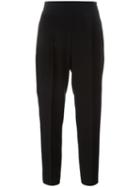 Max Mara - Pleated Detail Cropped Trousers - Women - Polyester/triacetate - 42, Black, Polyester/triacetate