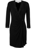 Emanuel Ungaro Draped Wrap Front Dress, Women's, Size: 44, Black, Polyester/viscose