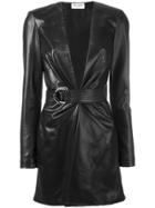 Saint Laurent Belted Leather Mini Dress - Black