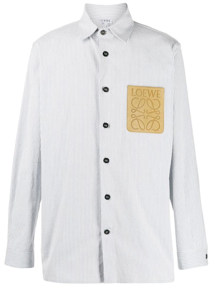 Loewe Logo Patch Striped Shirt - White