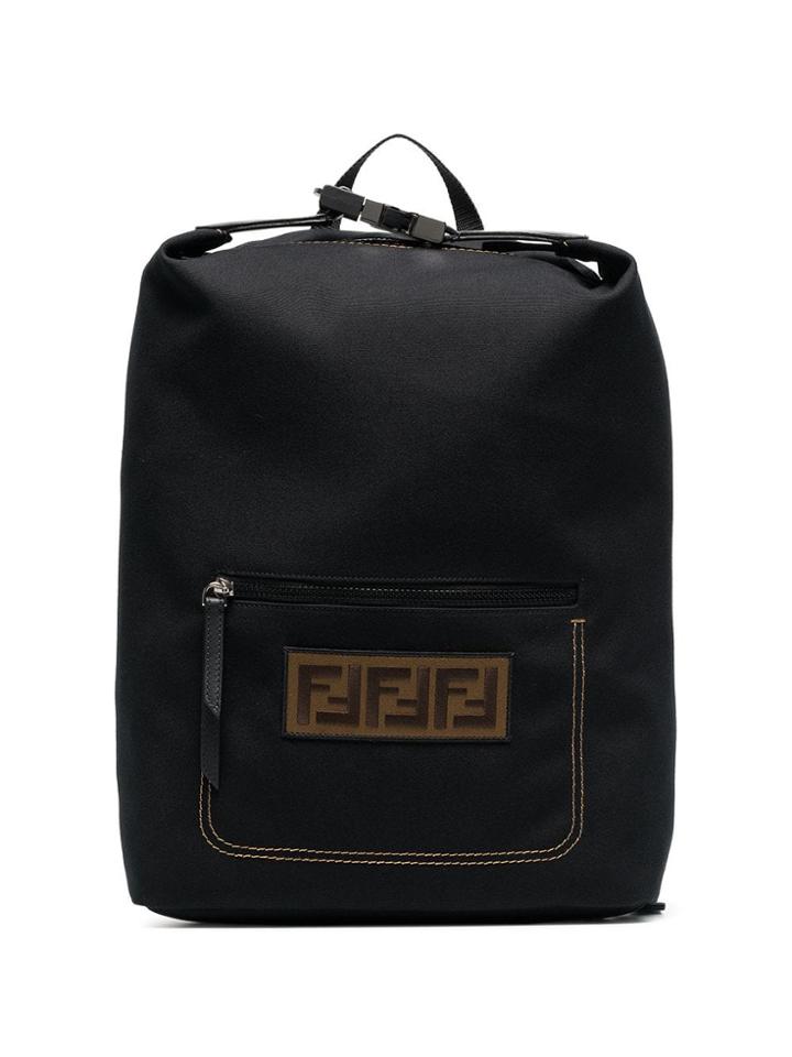 Fendi Fndi Buckle Bkpk Blk Cnvs - Black