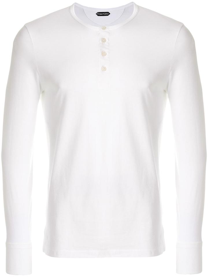 Tom Ford Button Placket Grandad Top - White