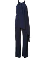 Trina Turk Halterneck Draped Jumpsuit, Women's, Size: 2, Blue, Polyester/spandex/elastane/viscose/silk