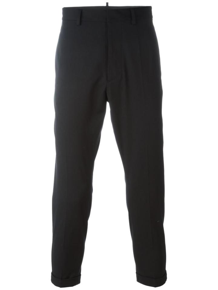 Dsquared2 Cropped Tailored Trousers, Men's, Size: 48, Black, Cotton/spandex/elastane/virgin Wool