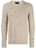 Overcome Distressed Chunky Knit Jumper - Nude & Neutrals