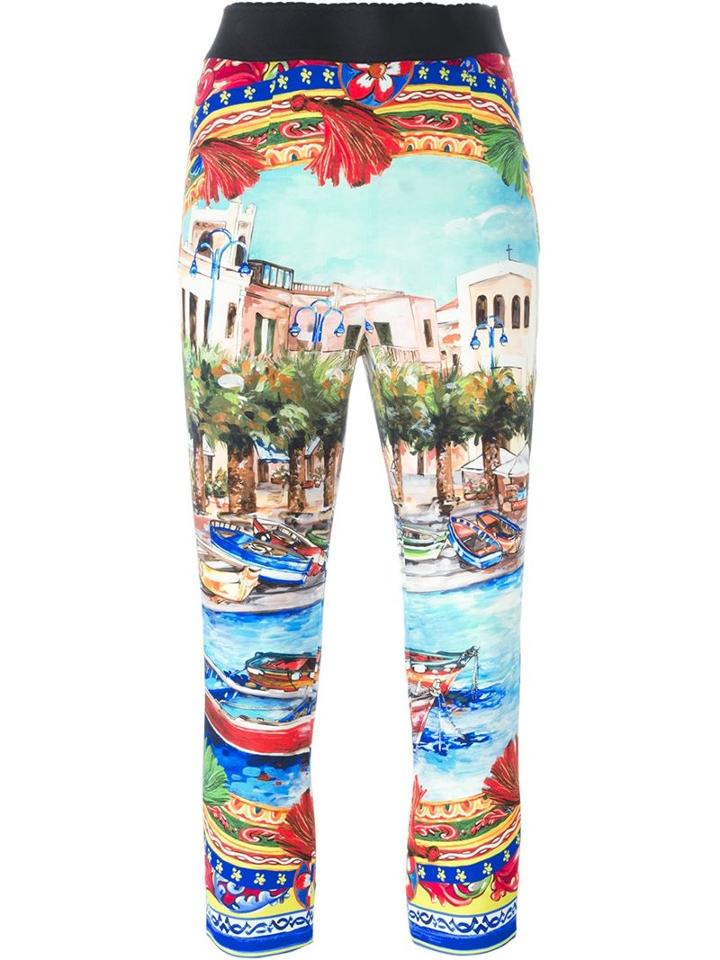 Dolce & Gabbana Postcard Print Cropped Trousers