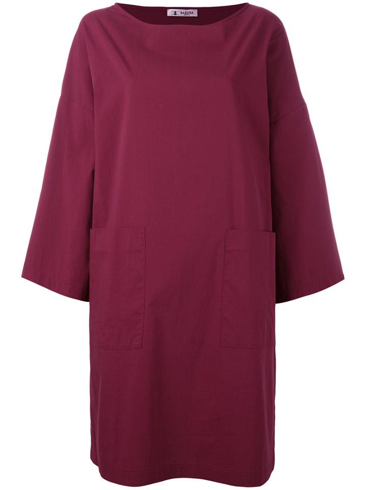 Barena Longsleeved Shift Dress, Women's, Size: 38, Pink/purple, Cotton/polyamide/spandex/elastane