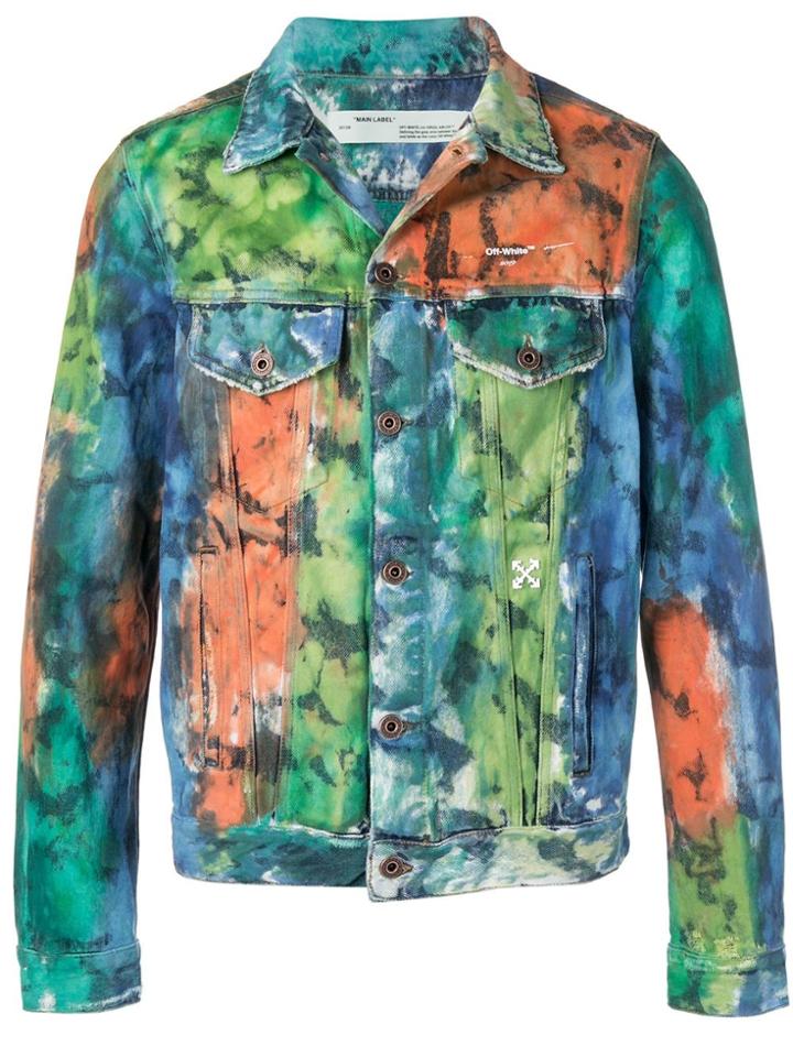 Off-white Painted Denim Style Jacket - Multicolour