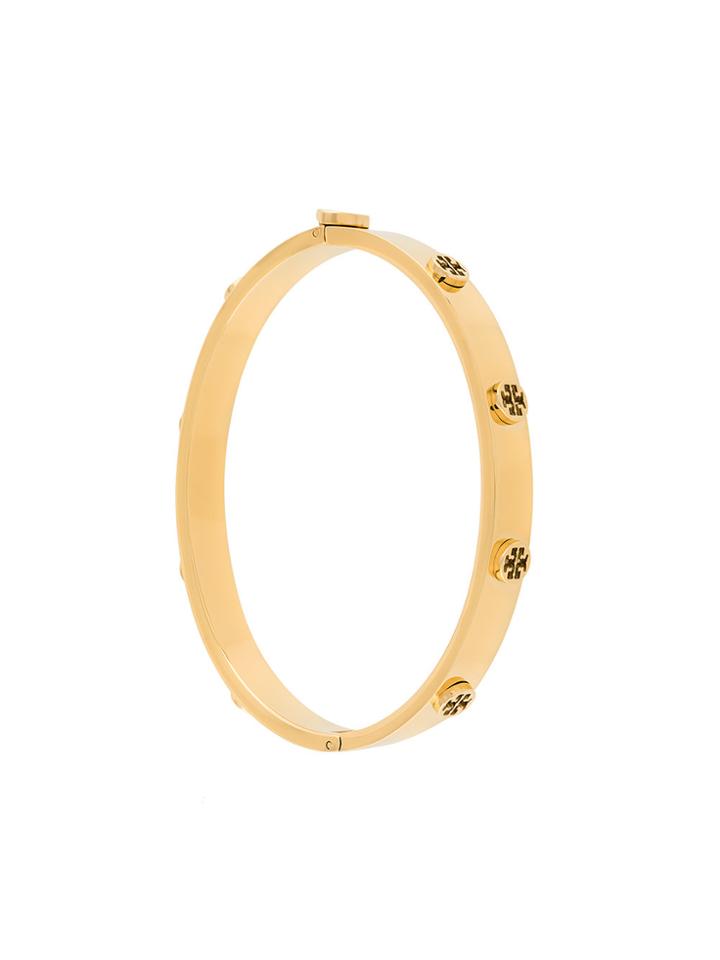 Tory Burch Logo Stud Hinge Bracelet - Metallic