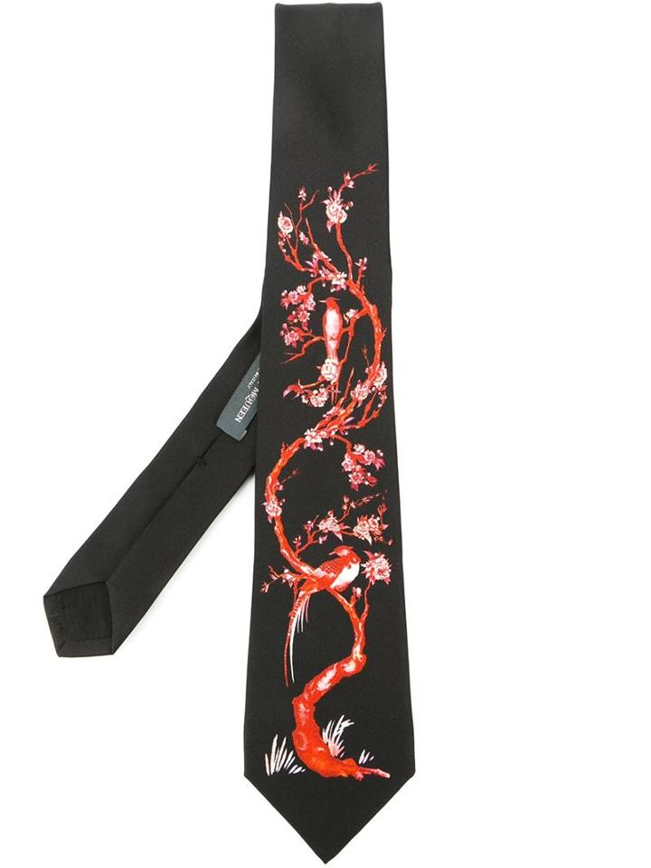 Alexander Mcqueen Tree And Bird Print Tie