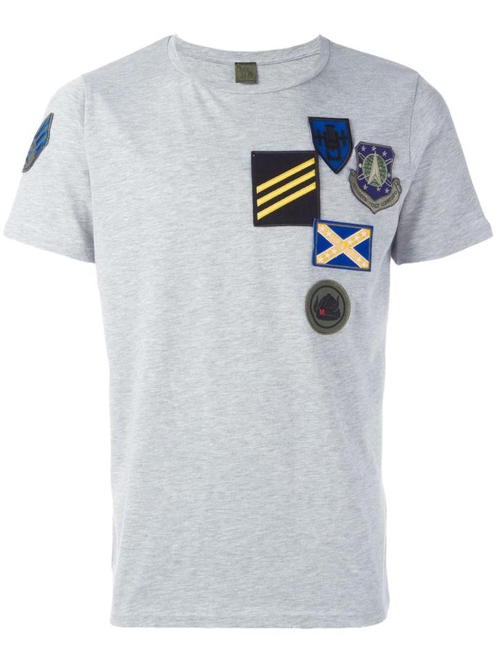 Mr & Mrs Italy Patch Embellished T-shirt, Men's, Size: Small, Grey, Cotton/viscose/polyester
