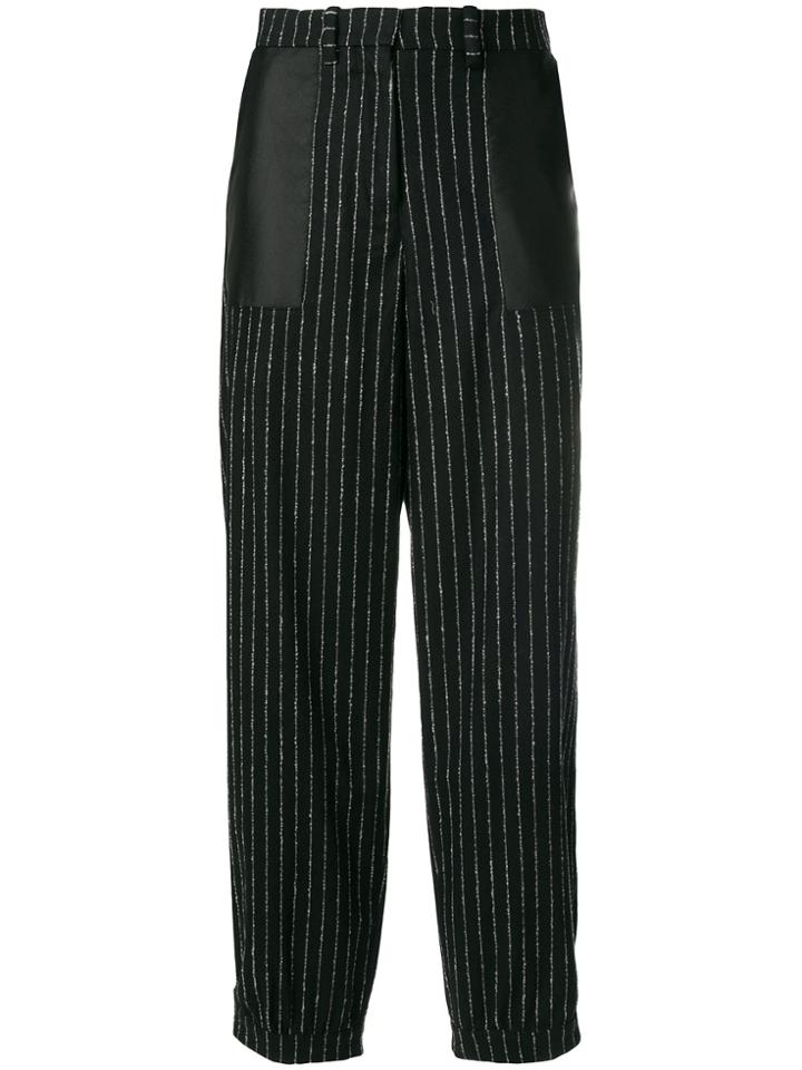 Aalto Pinstripe Cropped Trousers - Black