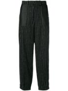 Aalto Pinstripe Cropped Trousers - Black