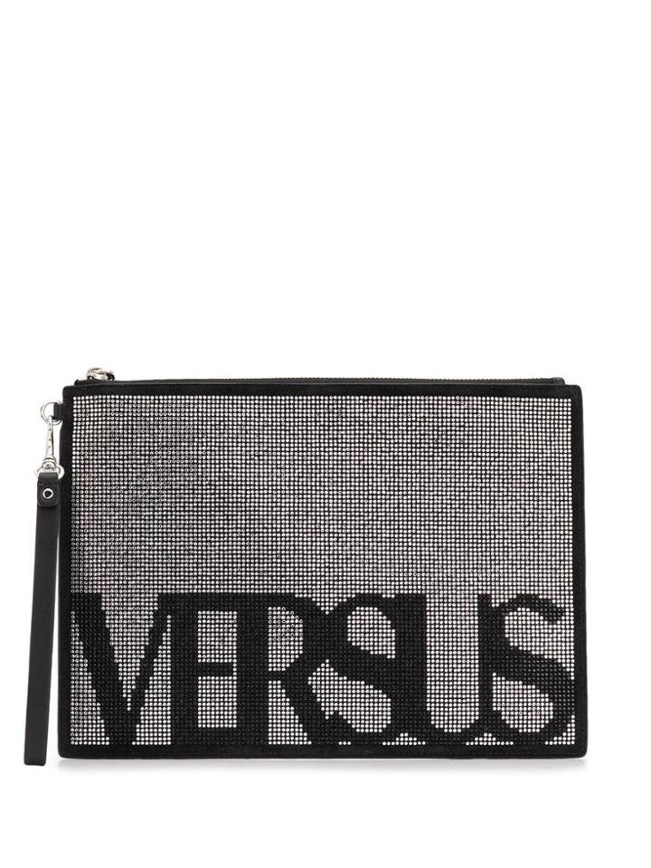 Versus Contrast Logo Clutch - Black