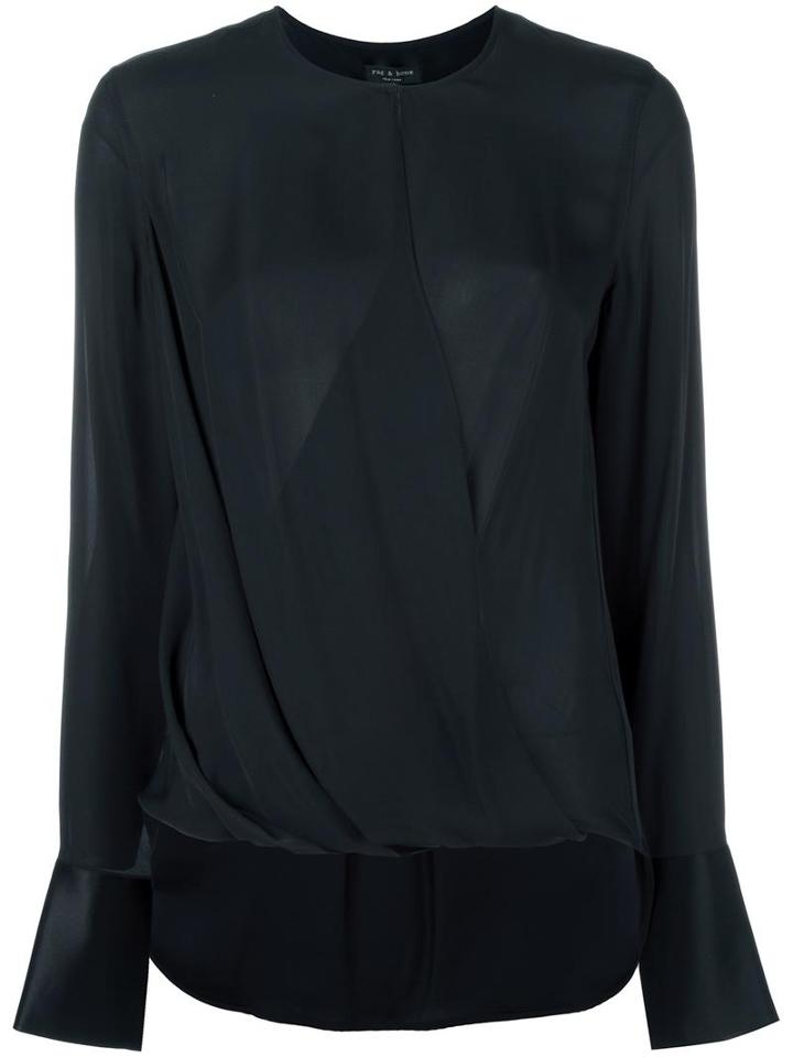 Rag & Bone Draped Blouse, Women's, Size: Small, Black, Silk