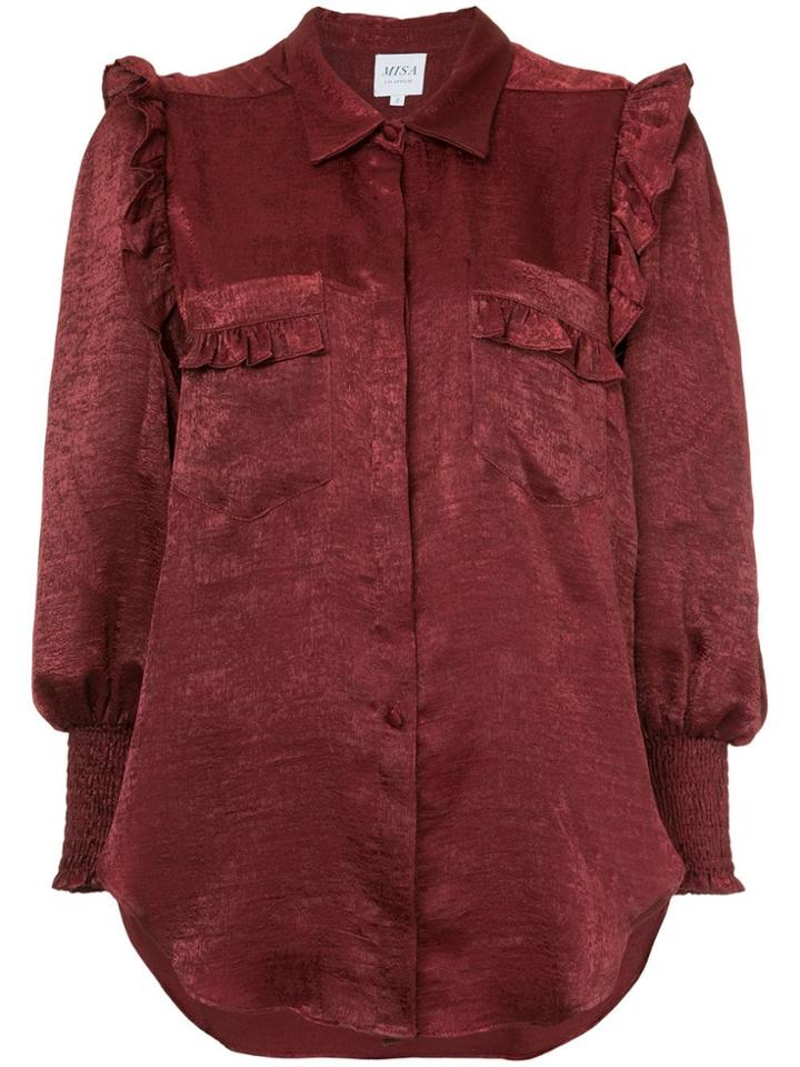 Misa Los Angeles Ruffle Detail Shirt - Red