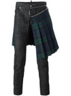 Dsquared2 'skater' Kilt Accent Jeans, Men's, Size: 50, Black, Cotton/calf Leather/wool
