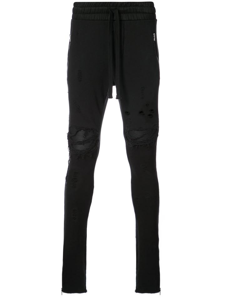 Amiri Distressed Biker Panelled Skinny Jeans - Black