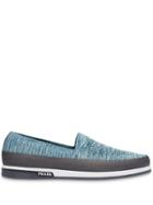 Prada Twill Mouliné Knit Slip-on Sneakers - Blue