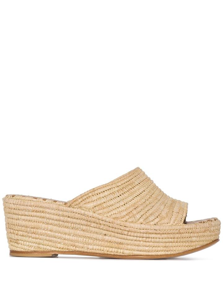 Carrie Forbes Karim 20 Raffia Wedge Sandals - Neutrals