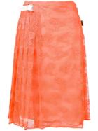 Christopher Kane Pleated Floral Lace Skirt - Yellow & Orange