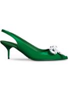 Burberry Rope Detail Patent Leather Slingback Pumps - Green