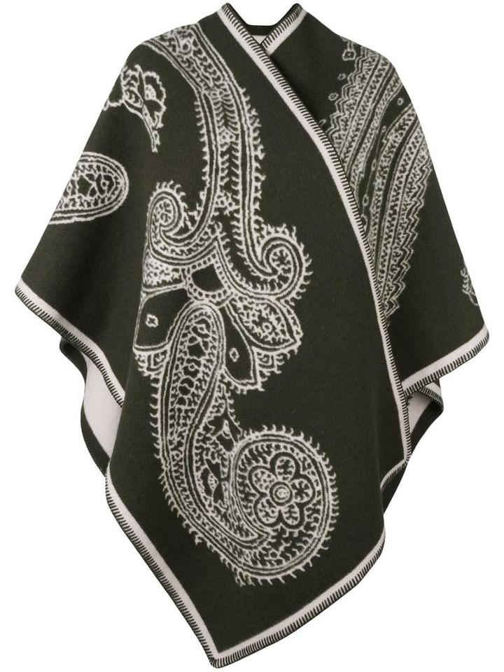 Alexander Mcqueen Paisley Print Cardi-coat, Women's, Green, Wool/cashmere
