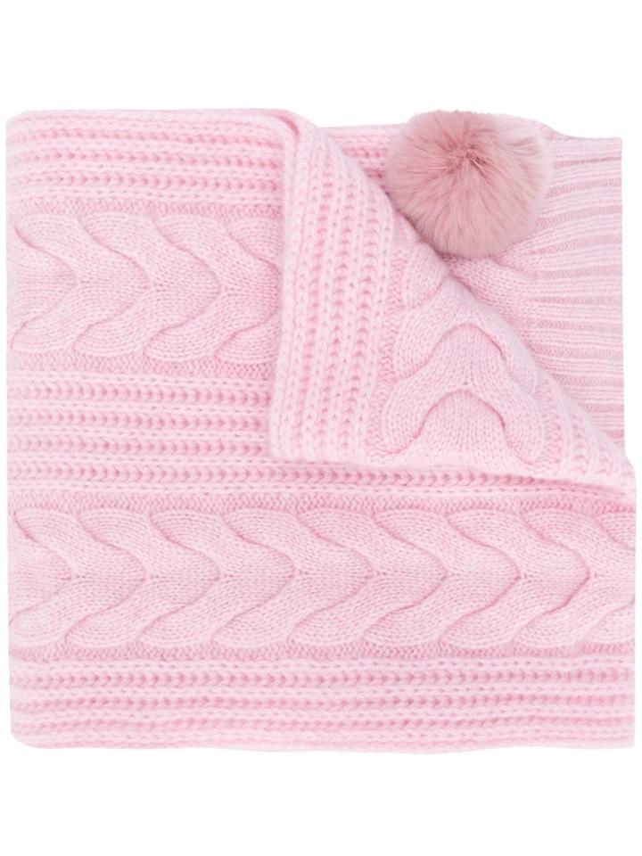 N.peal Pompom Detail Cashmere Scarf - Pink