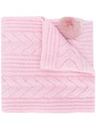 N.peal Pompom Detail Cashmere Scarf - Pink