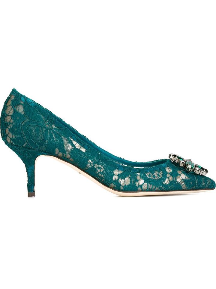 Dolce & Gabbana Bellucci Pumps, Women's, Size: 41, Green, Cotton/viscose/polyamide/leather