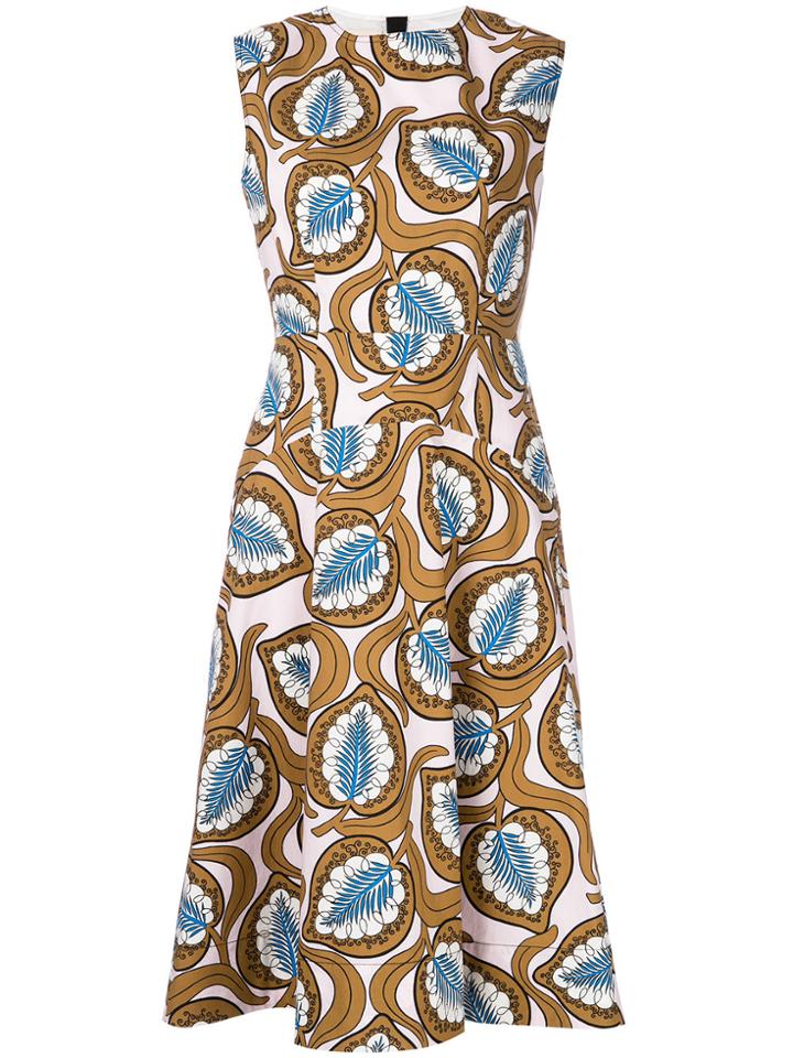 Marni Leaf Print Midi Dress - Multicolour