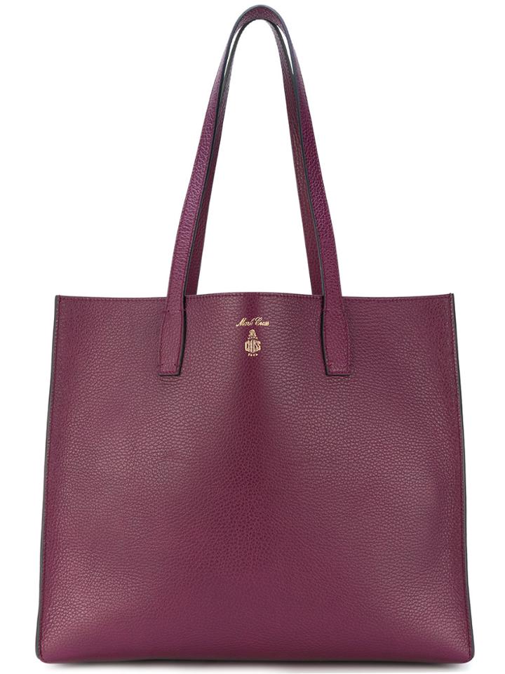 Mark Cross Large Embossed Shopper Tote - Pink & Purple