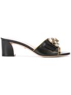 Gucci Bee Embellished Slide Sandals - Black