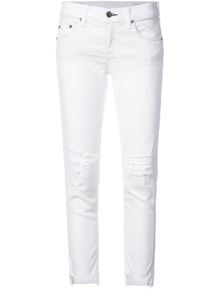 Rag & Bone /jean Dre Distressed Step-hem Jeans - White