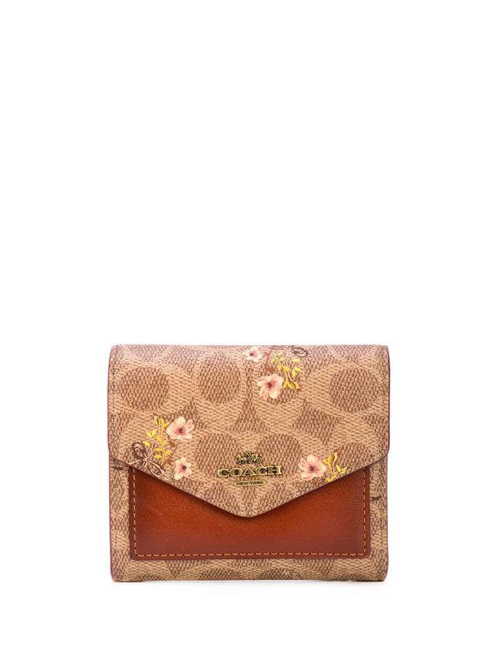 Coach Floral Print Flap Purse - Brown
