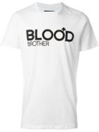 Blood Brother Logo Print T-shirt, Men's, Size: Small, White, Cotton