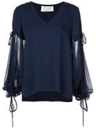 Prabal Gurung Sheer Sleeves Blouse - Blue