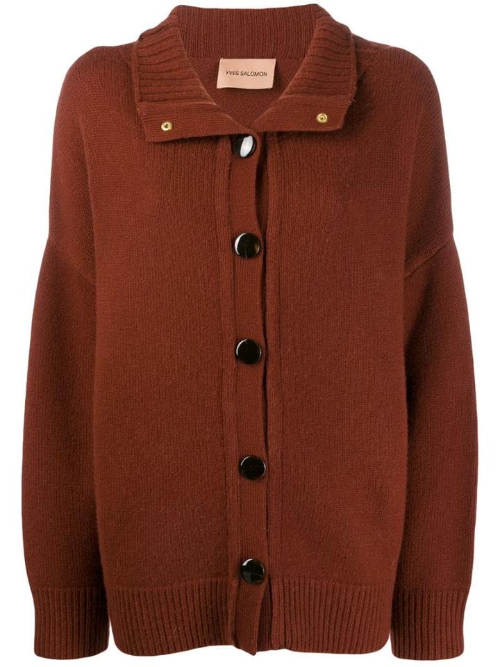 Yves Salomon High Neck Cardigan - Orange