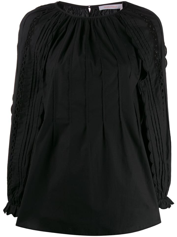 See By Chloé Perforated Sleeve Blouse - Black