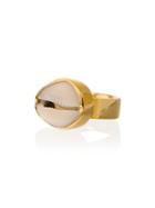 Tohum Gold-plated Large Puka Natural Shell Ring - Metallic