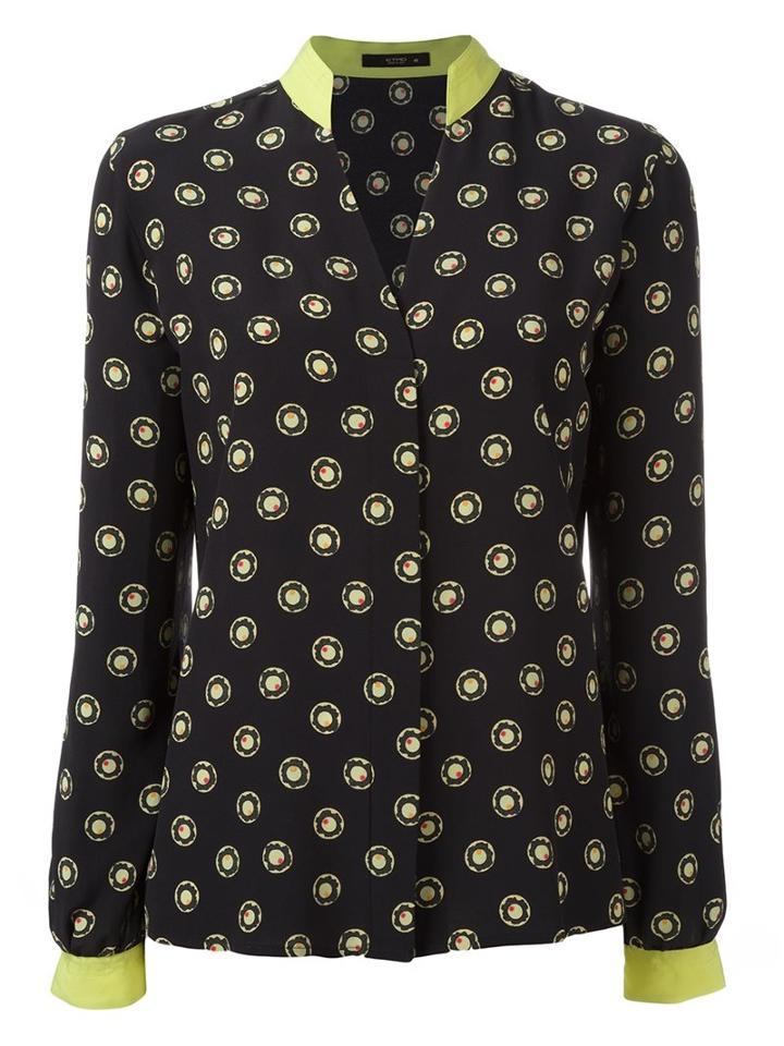 Etro Contrast Cuff Printed Shirt, Women's, Size: 40, Black, Silk