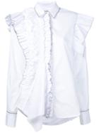 Preen By Thornton Bregazzi - Ruffled Detail Shirt - Women - Cotton - L, White, Cotton