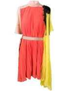 Sacai Asymmetric Pleated Dress - Orange