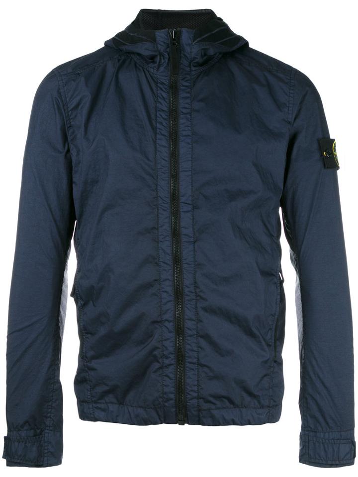 Stone Island Zip Up Sport Jacket, Men's, Size: Xl, Blue, Polyamide/polyurethane Resin