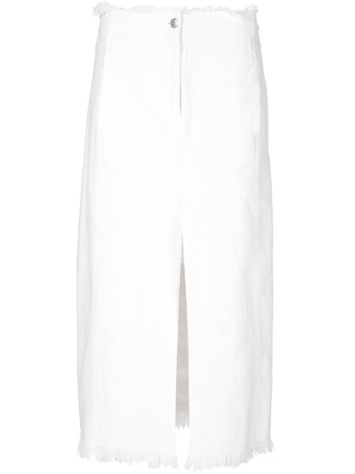 T By Alexander Wang Frayed A-line Denim Skirt