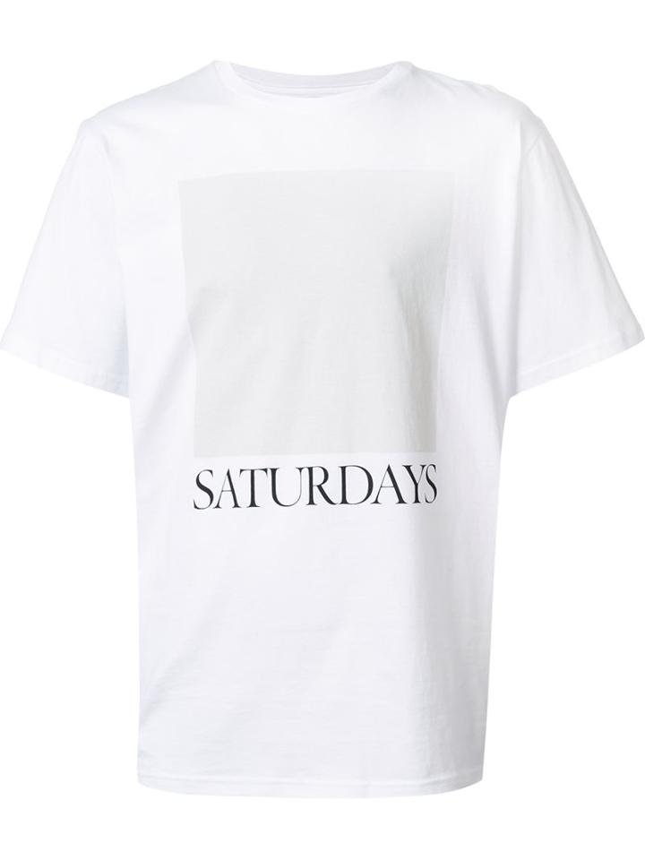 Saturdays Surf Nyc Logo Print T-shirt, Men's, Size: Medium, White, Cotton